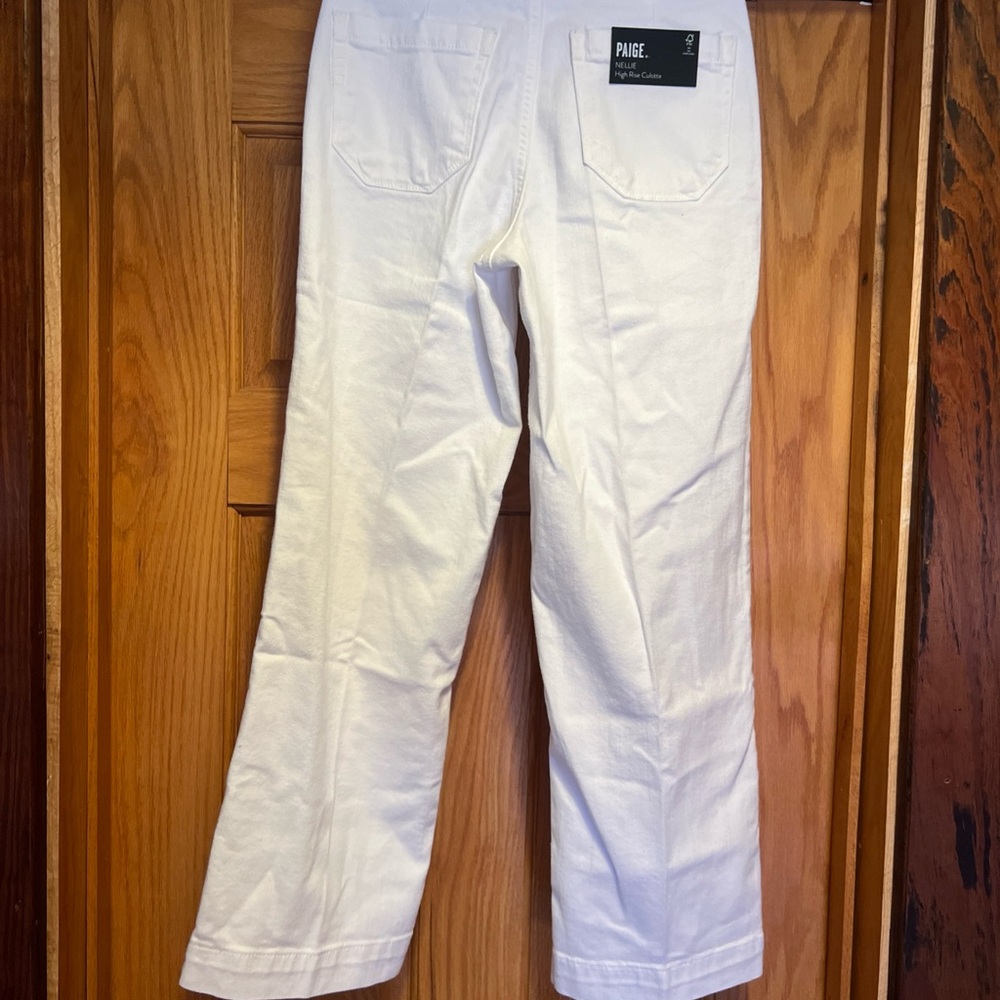 Paige Nellie High-Rise Culotte Jeans – Crisp White – Size 23 Clean Front New - Picture 5 of 6